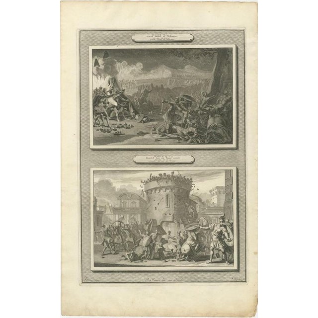Baroque Pieter Mortier, Gideon Defeats the Midianites and the Death of Abimelech, 1700, Engraving For Sale - Image 3 of 12