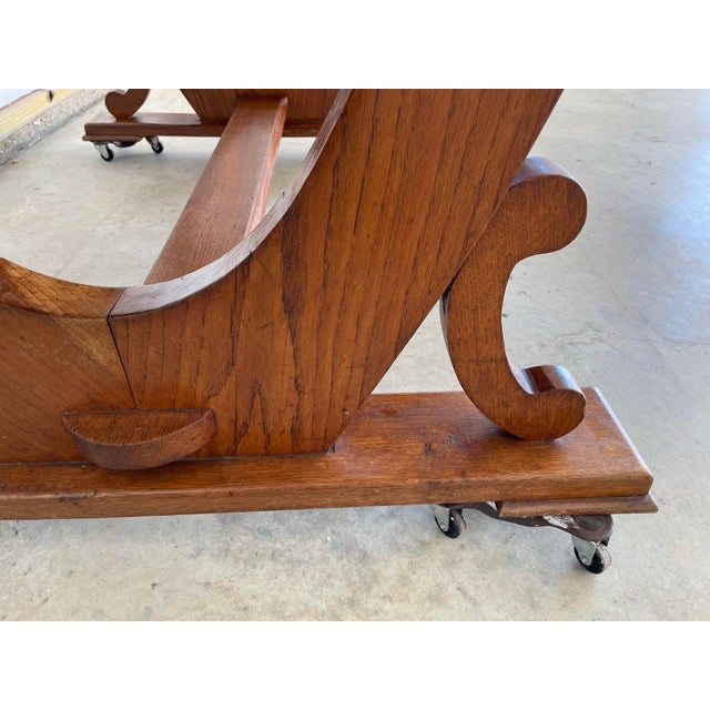 Wood 1950s Signed and Dated Midcentury French Oak Trestle Table For Sale - Image 7 of 8