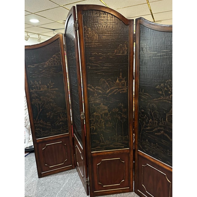 Ethan Allen Vintage Ethan Allen Chinoiserie Folding Screen For Sale - Image 4 of 9
