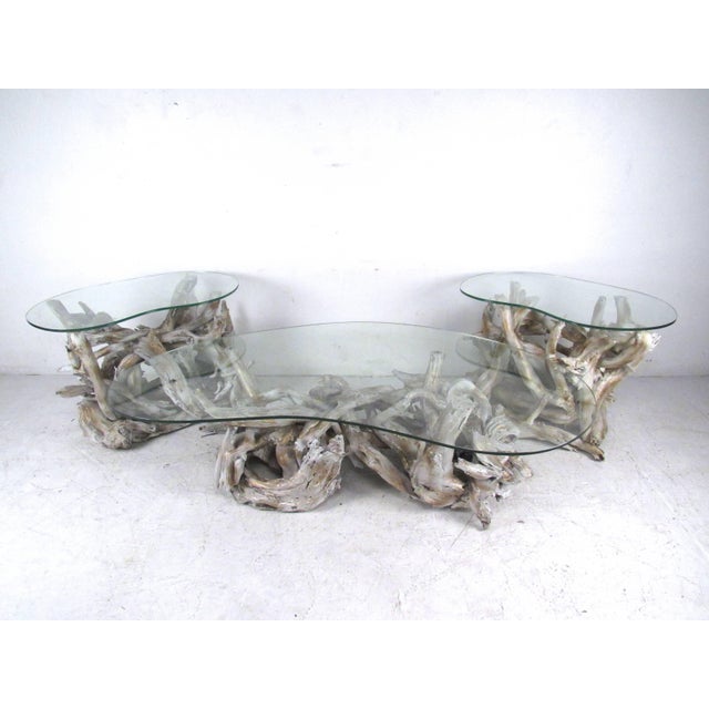 Mid-Century Modern Boho Driftwood Tables - Set of 3 For Sale - Image 3 of 10