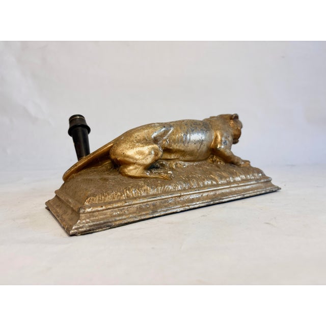 Gold Vintage Gilt Tiger Desk Sculpture and Pen Holder For Sale - Image 8 of 12
