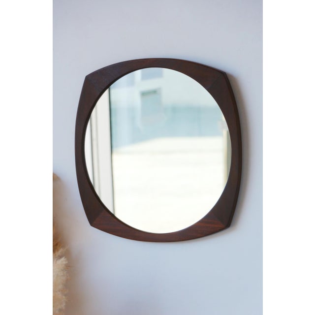 Vintage Scandinavian Round Mirror in Teak, 1960 For Sale - Image 11 of 11