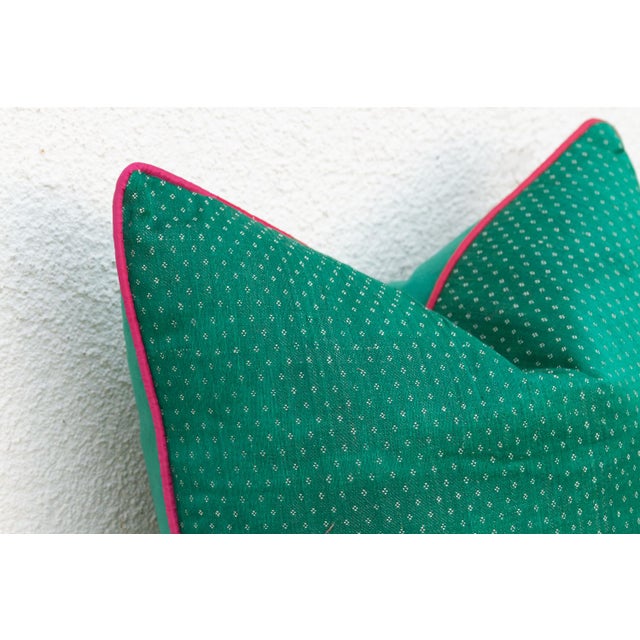 Rajkat Green Dotted Ahir Handloom Pillow For Sale - Image 4 of 6