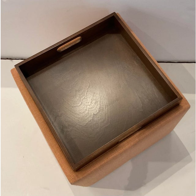 Norwalk Modern Clay Linen Tray/Storage Jeeves Ottoman For Sale - Image 4 of 7