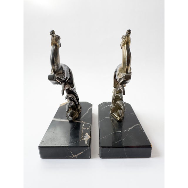 1930s Pair of French Art Deco Leaping Antelope Bookends, Signed Tedd, C. 1930 For Sale - Image 5 of 18