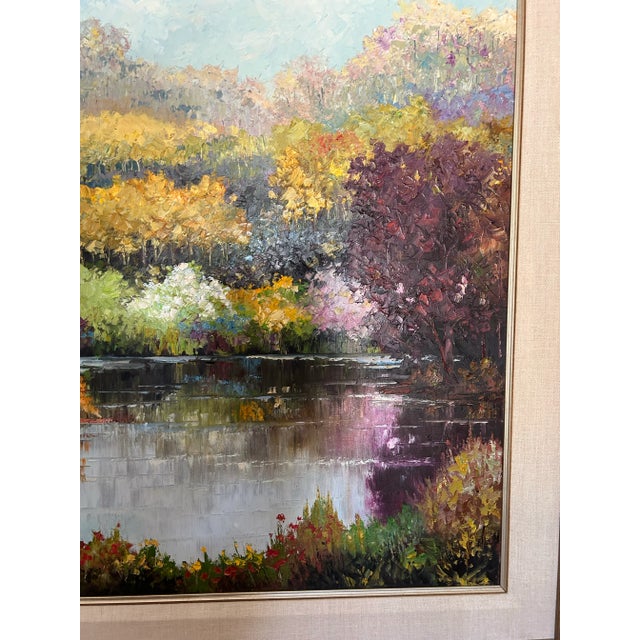1960s “Lake Cove” Impressionist Style Painting by Hans H. Ressdorf For Sale - Image 5 of 10