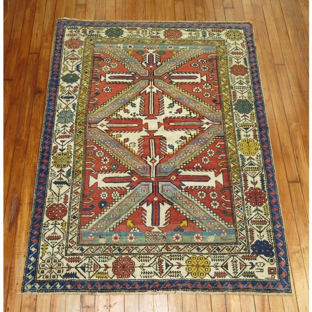 Tribal Geometric Antique Caucasian Shirvan Rug For Sale In New York - Image 6 of 6