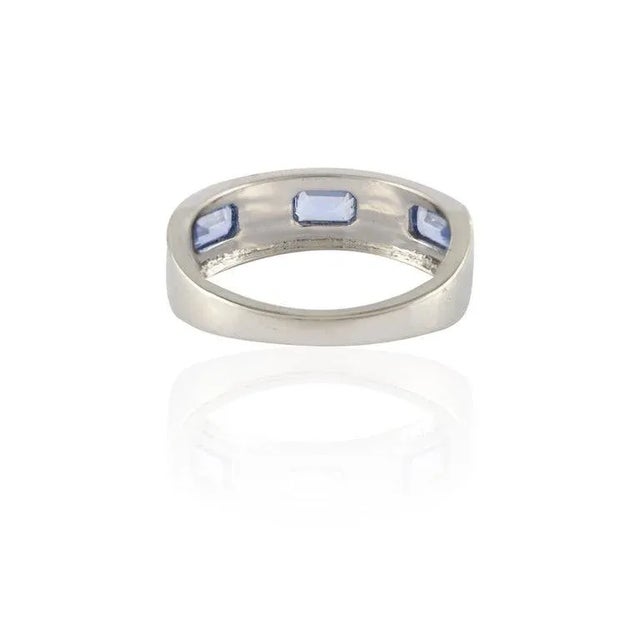 14k Gold Sapphire & Diamond Cocktail Band Ring Size 7 For Sale - Image 4 of 10
