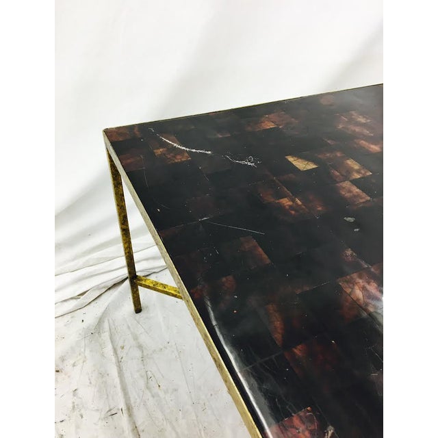 Horn Parquet Top Coffee Table with Gold Leaf Metal Base Chairish