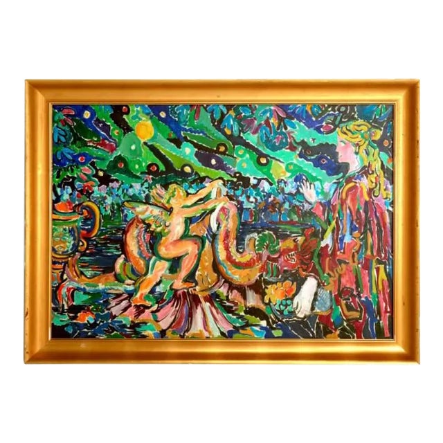 Roland David Original Oil Painting on Canvas 1965 For Sale