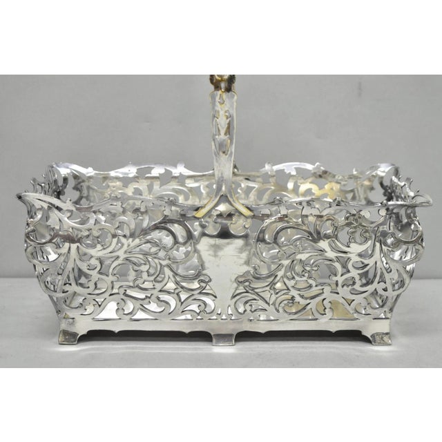 Antique Victorian Silver Plated Reticulated Scrollwork Bread Basket by Forbes For Sale - Image 4 of 15