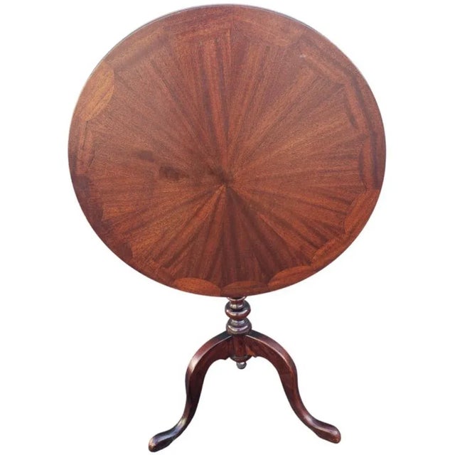 English Mahogany One Board Parquetry Tilt-Top Tea Table Desert Table, C. 1860s For Sale - Image 12 of 12