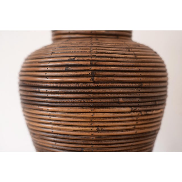 Vintage Boho Pencil Reed Bamboo Table Lamp For Sale - Image 4 of 8