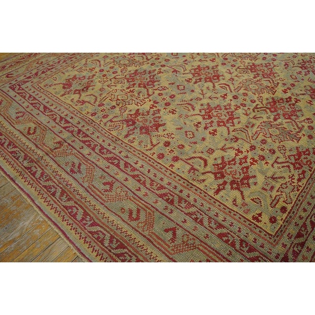 Early 20th Century 1900s Light Gray Geometric Antique Turkish Oushak Rug 8'4" X 11'7" Handknotted Wool Carpet For Sale - Image 5 of 12