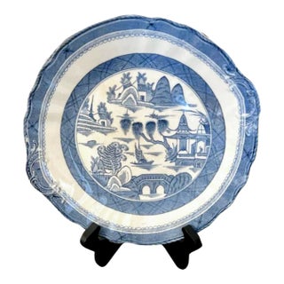 Early 20th Century Enoch Wood and Sons Blue and White Canton Plate For Sale