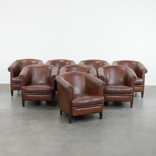 Club Chairs in Cowhide Leather, Set of 8 For Sale - Image 15 of 15