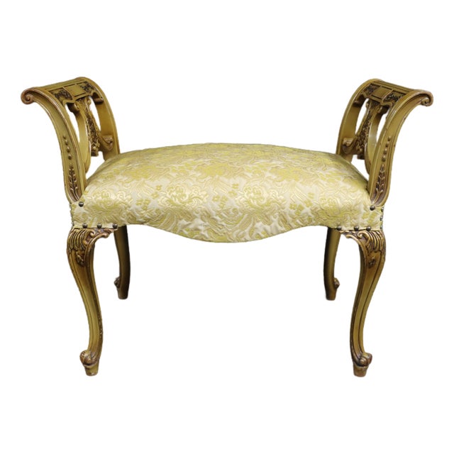 Italian Style Giltwood Vanity Bench With Carved Details For Sale