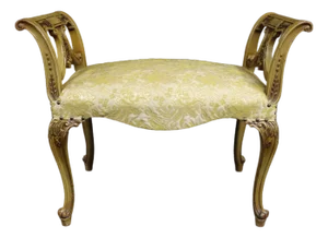 Italian Style Giltwood Vanity Bench With Carved Details