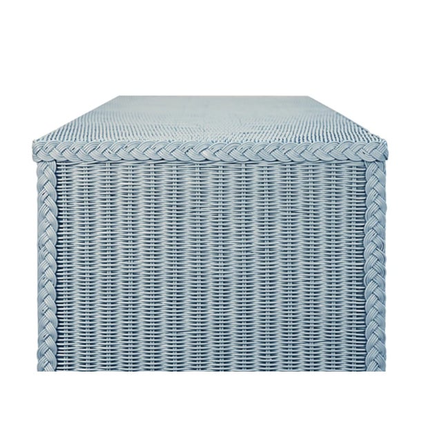 2020s Abigail Two Drawer Light Blue Rattan Side Table For Sale - Image 5 of 7