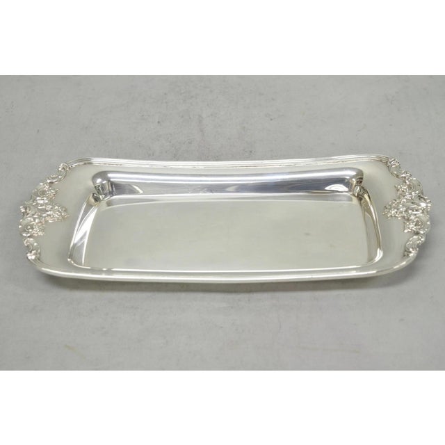 Vintage Baroque by Wallace 210 Silver Plated Narrow Trinket Dish Serving Tray For Sale - Image 13 of 14