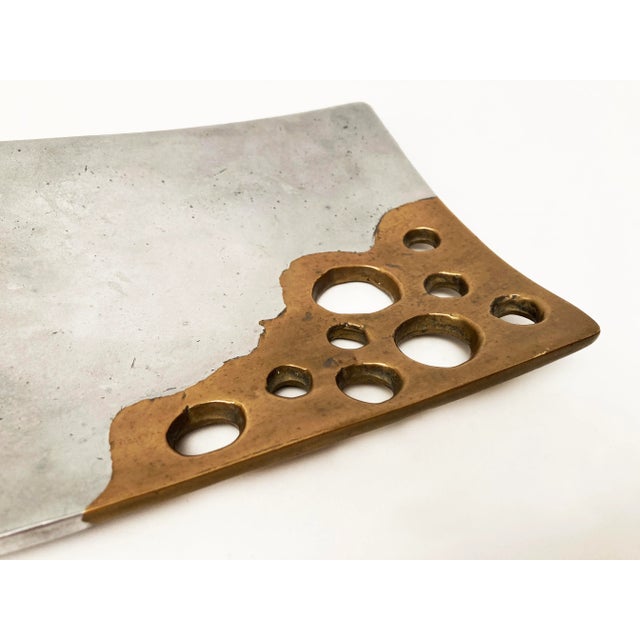Contemporary Mid 20th Century Hand-Crafted Aluminum and Bronze Contemporary Art Plate For Sale - Image 3 of 12