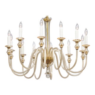 Stunning 12-Light Venetian Glass Chandelier - 1960s, Italy For Sale