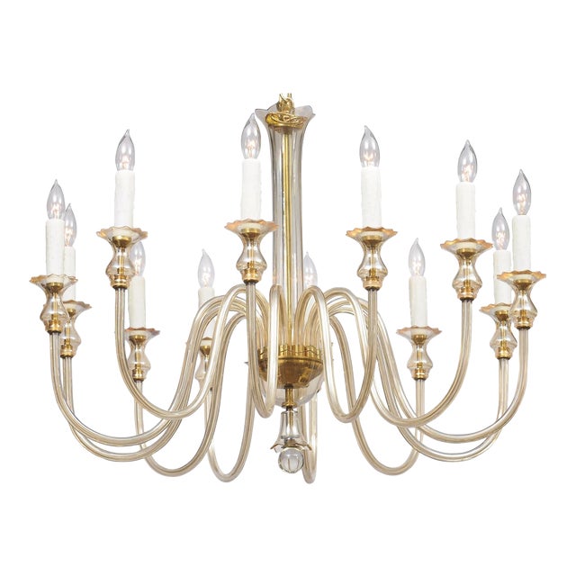 Stunning 12-Light Venetian Glass Chandelier - 1960s, Italy For Sale