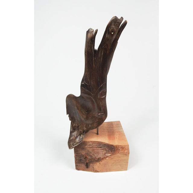 Wood 2017 Handcarved Wood Face on Stand Sculpture For Sale - Image 7 of 14