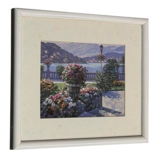 2010s Lakeside Garden Floral Landscape Framed Print For Sale