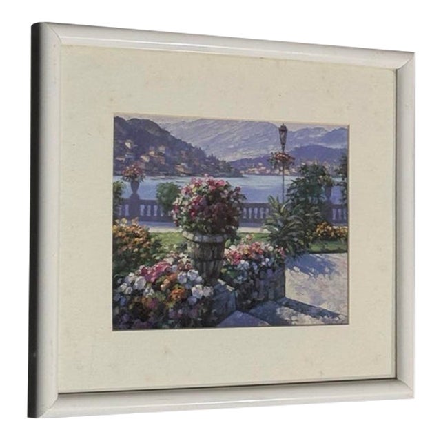 2010s Lakeside Garden Floral Landscape Framed Print For Sale