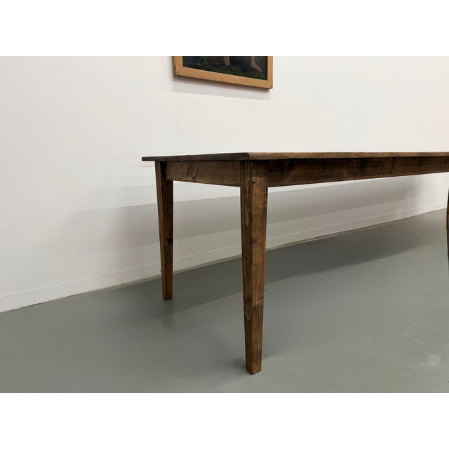 Large Pine Farmhouse Table with Spindle Legs, 1950s For Sale - Image 9 of 18
