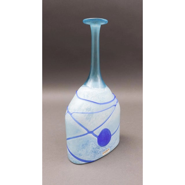 Kosta Boda Sweden Bertil Vallien Galaxy Blue Art Glass Bottle Vase Large. Measures approximately 5" long, 2 3/4" wide, 10"...