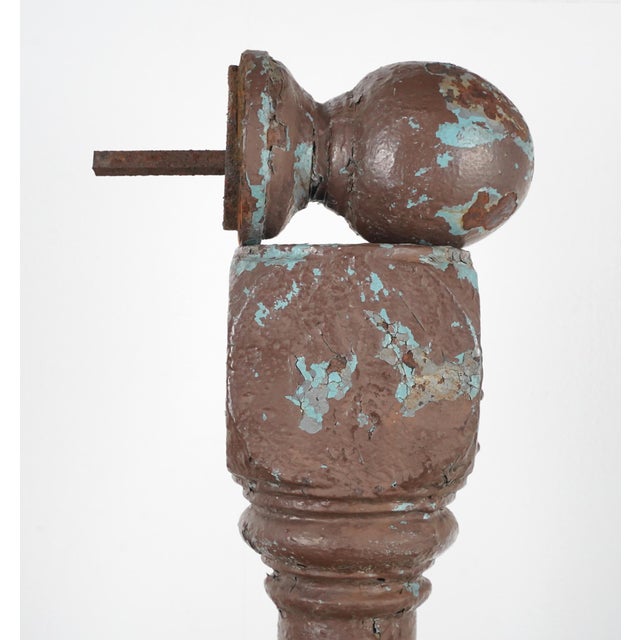 Brown Pair of Antique Victorian 46.5 In. Cast Iron Newel Posts For Sale - Image 8 of 15