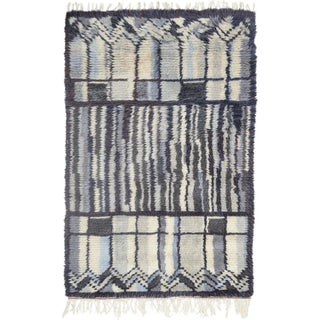 Scandinavian Wool Rya Rug with Graphic Pattern, 1970s For Sale