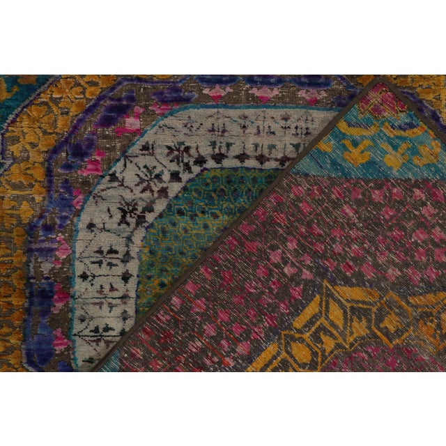 Textile Rug & Kilim’s 17th-Century Classic Style Runner in Gold, Pink & Blue Medallions For Sale - Image 7 of 8