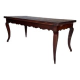 French Early 20th Century Walnut Farm Table With Cabriole Legs and Two Extension Leaves For Sale