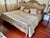 Vintage Italian Carved Painted Bed Frame Tufted Headboard Footboard Rails For Sale - Image 17 of 17