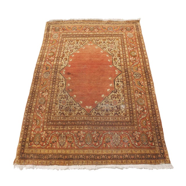 Persian 4'x6" Persian Haji Jalili Rug – Hand-Knotted, Organic Wool, Rust Medallion For Sale - Image 3 of 11