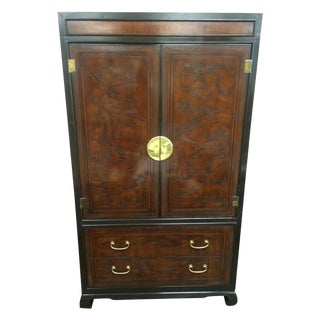 Drexel Heritage Asian Lacquer Tallboy Armoire For Sale