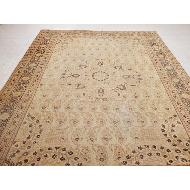 Antique Tabriz Carpet, Hadji Jalili Persian Rug, Earth Tones, Ivory, Terracotta For Sale - Image 10 of 18