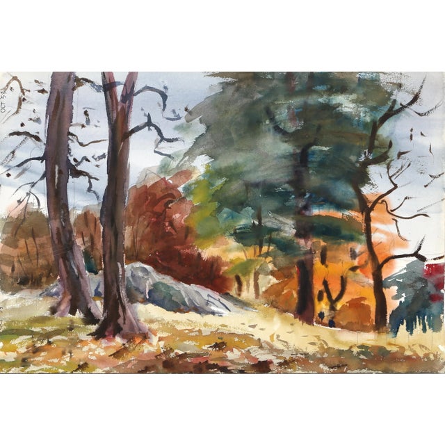 Tinted in hues of orange and brown, Eve Nethercott's rendering of a Maine forest is inviting and quaint. As the leaves of...
