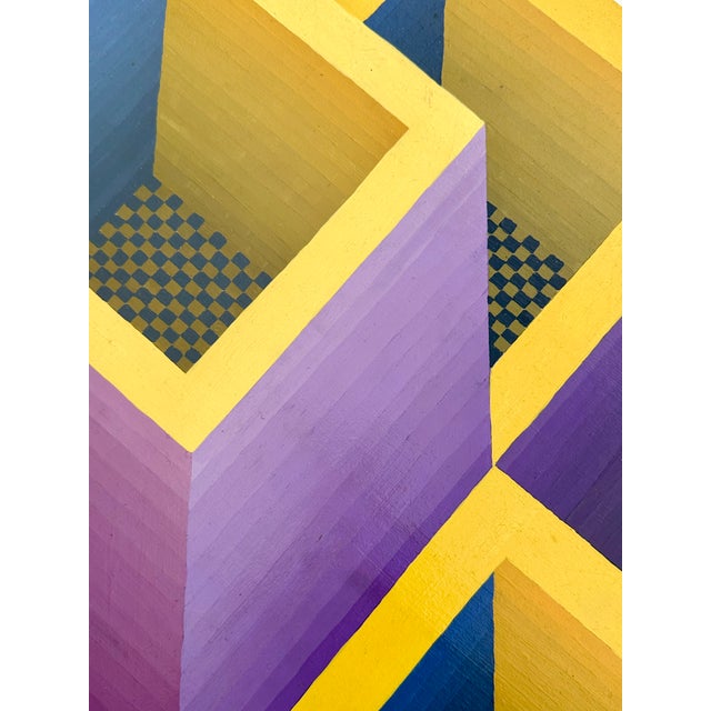 Op Art Original 1970's Op Art Panel Painting For Sale - Image 3 of 10