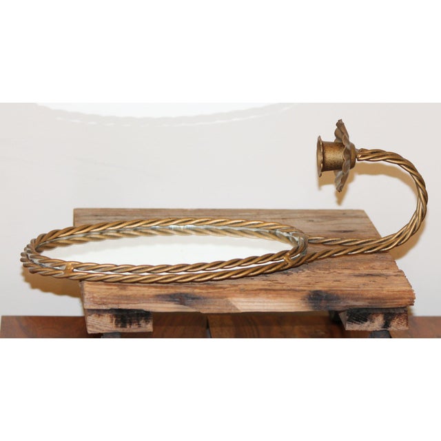 Vintage Hollywood Regency Oval Mirrored Gold Rope Candle Sconce For Sale - Image 4 of 6