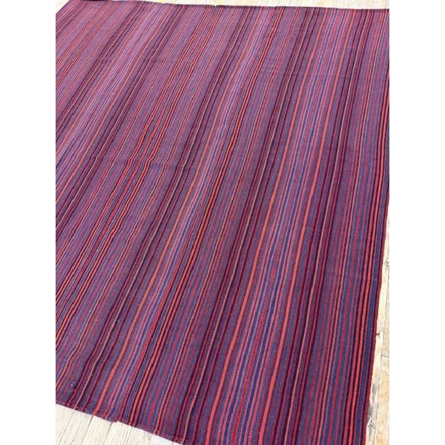 Mid-Century Modern Mid Century Modern Handwoven Geometric Turkish Decorative Kilim Square Small Rug For Sale - Image 3 of 6