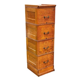 Antique Tiger Oak Stacking File Cabinet / Filing Cabinet For Sale