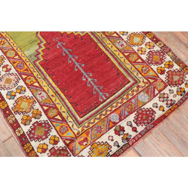 Contemporary 1940s Colorful Turkish Prayer Niche Rug - 3'3" x 5'8" For Sale - Image 3 of 18