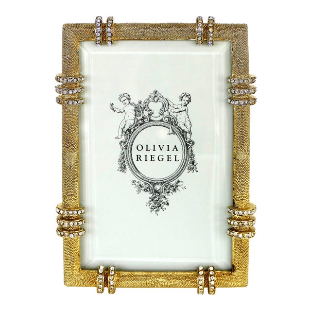 Olivia Riegel Gilt Pewter Picture Frame with Swarovski Crystals with Box Chairish