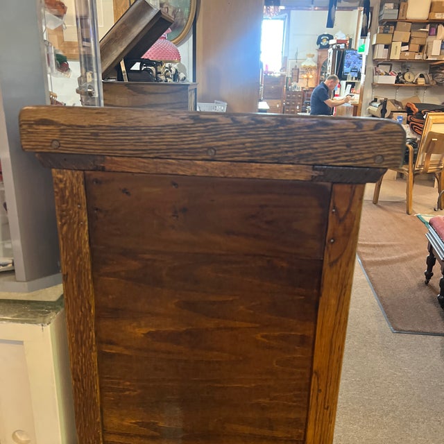 Antique Oak Service Writers Desk Stand File Cabinet Podium For Sale - Image 6 of 8