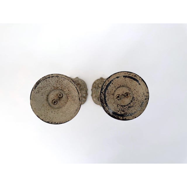 Antique Cast Iron Pillar Candle Holders, a Pair For Sale - Image 14 of 15