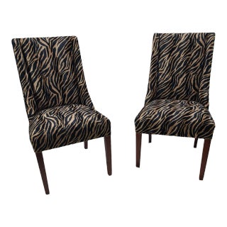 Mid 20th Century Mid-Century Pair of Tiger Animal Print Newly Upholstered Accent Lounge Chairs For Sale